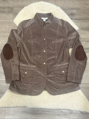 L.L. Bean vintage corduroy jacket with elbow patches, brown, women’s med reg